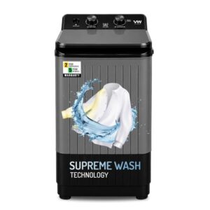 VW 8.5 kg semiautomatic Top Load Washer Only with Powerful Wash, V8 Supreme Wash, Black/Grey