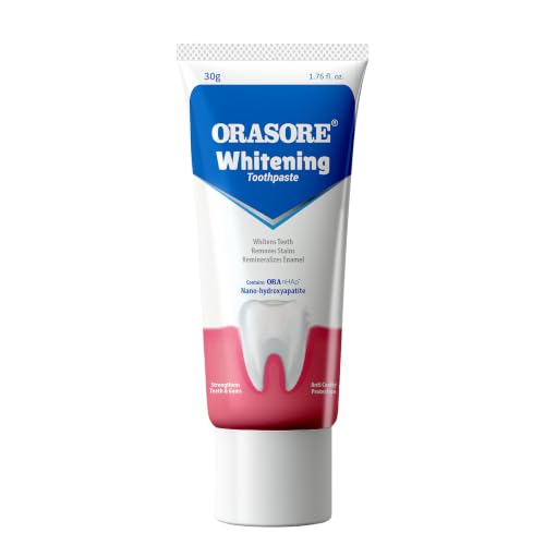 Orasore Whitening Toothpaste 30gm with nHAp| Peroxide-Free | Enamel Remineralizer | Natural Extracts to Reduce Sensitivity, Fight Cavities & Remove Gum Diseases