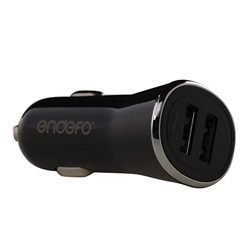 ENDEFO 2.4A Dual USB for Car Charger, Tablets, Black