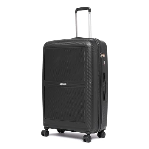 ACEPACK Carbon 58 cm Small Cabin Size Hard-Sided Luggage Trolley Bag – Lightweight & Durable Polypropylene Suitcase with Anti-Theft Zipper & Number Lock for Travel (20, Black)