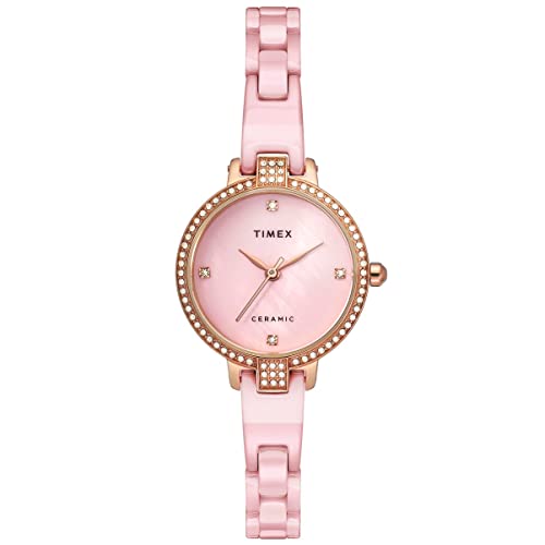 TIMEX Womens 28 mm Mother of Pearl Pink Dial Ceramic Bracelet Analogue Watch - TWEL15701 (WTITWEL15701, Not assigned, Not assigned)