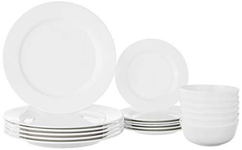 Amazon Brand - Solimo Ceramic Geometric Dinner Set( White ,18 Pieces )