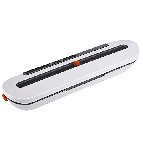 ORILEY Vacuum Sealer Machine Dry & Wet Electric Automatic Kitchen Food Packaging Air Sealing with 10 Preservation Bags (80W), white (QH-02)