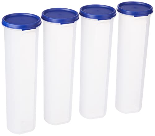 Amazon Brand - Solimo Plastic Slim Storage Container,Set of 4(1100 Ml Each),Blue