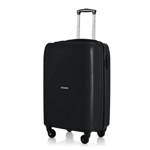 HRX Icon Cabin Size Haileys Black Polypropylene Hard Shell Suitcase - Premium Travel Trolley Bag with 4 Spinner Wheels, Number Lock & Water Resistant Body