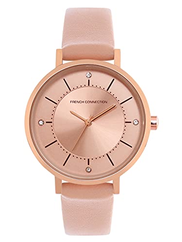 French Connection Leather Analog Rose Gold Dial Women's Watch-Fcn00010A