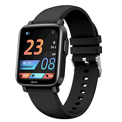 Helix METALFIT 2.0 smartwatch with Bluetooth Calling, 1.5" HD IPS Full-Touch Display, SPO2, Body Temperature & BP Measurement, 20 Sports Modes and Unlimited Watch Faces-Black