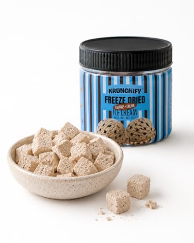 Krunchify Freeze Dried Cookies-Cream Ice Cream | Healthy Dessert Alternative | Ready To Eat | No Refrigeration Needed | 6 Month Shelf Life | Classic Cookies-Cream Flavour - 40g