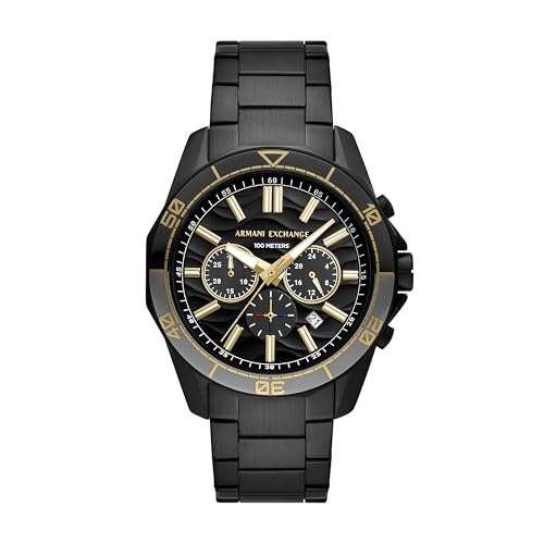 Armani Exchange Stainless Steel Analog Black Dial Men's Watch-Ax1963, Band Color:Black