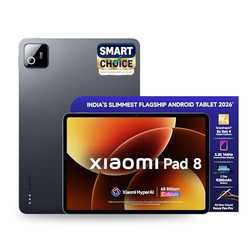 XIAOMI Pad 8, 11.2 -inch (28.44 CM), LCD 3.2K, 12GB RAM, 256GB ROM, Wi-Fi, Quad Speakers Dolby Atmos, Supports Focus Pen Pro, Graphite Grey, AI Enabled