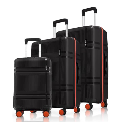 HRX Helium 3-Piece Luggage Set Haileys Black Polypropylene Hard Shell Suitcase Set - Premium Travel Trolley Bags with 8 Spinner Wheels, Number Lock & Water Resistant Body