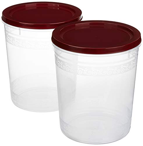 Amazon Brand - Solimo 2-Piece Kitchen Storage Container Set, 7.5 litres, Brown Lid, Plastic