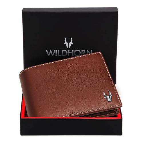 WildHorn Genuine Leather Wallet for Men | Slim Bifold Wallet with RFID Blocking | Multiple Card Slots & Coin Pocket | Premium Leather Mens Wallet