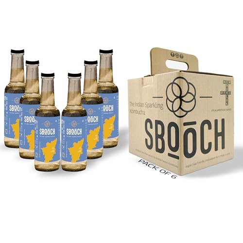 SBOOCH – Rasam - Sparkling Kombucha 275ml Pack of 6 Rasam Flavour | Naturally Fermented Tea Drink | Low Sugar, Vegan, Non-Alcoholic | Clean, Gut-Friendly, Antioxidant-Rich Refreshing Beverage