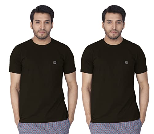 Lux Nitro Pack of 2 Men's Round Neck Solid Tshirt Black