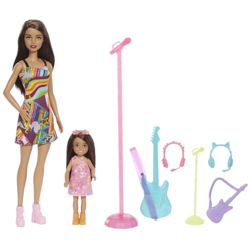 Barbie® Dolls & Accessories, Sisters Pop Star-Themed Playset, and Chelsea™ Dolls with Musical Pieces, Toy Gift for Kids