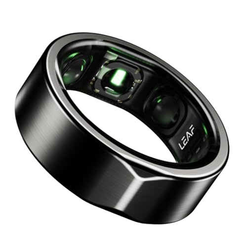 Leaf Halo Smart Ring | Health Tracker | Sleep, Fitness, Stress | Includes 30+ Workout Modes | Battery upto 10 Days | Buy Sizing Kit First | Track Steps, HRV, SPO2 & Periods | Carbon Black - Size 7