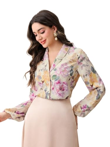 LITZO Women's Shirt – Korean Style Long Sleeve Button Down | Plus Size Formal & Casual Top | Office Wear Blouse for Ladies | Stylish Western Oversized Workwear (L-175-XL)