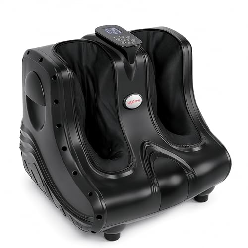 Lifelong Foot & Calf Massager Machine for Pain Relief | 3 Adjustable Intensity Levels| Electric Massager with Digital Display | Feet Massage for Blood Circulation & Soothing Heat - Max Temp upto 42°