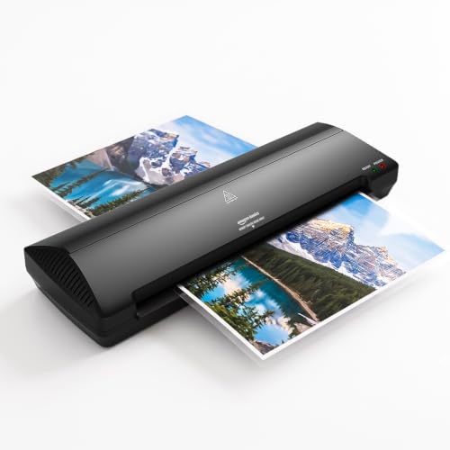 Amazon Basics A3 Laminating Machine | ABS Body | Hot & Cold Laminator | 12 Inch Entry Width | 250 mm/min Speed | Anti-Jam Release | 2 Rollers | for Photos, Documents & Certificates | Black