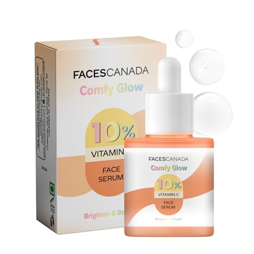 FACES CANADA Comfy Glow 10% Vitamin C Face Serum - 15ml | Brightens Complexion | Dark Spot Reduction | Lightweight | Prevents Premature Aging | Hydrating & Healthier Looking Skin