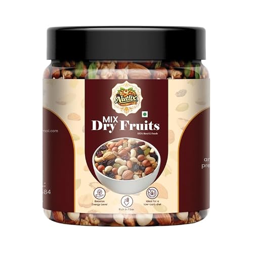 NUTLIX Mix Dry Fruits 1Kg | Fit for Fasting | Healthy Snacks Mixed Nuts Contain Almonds, Cashews, Dates, Raisin | Superfood Nut Mix for Daily Energy & Snacking