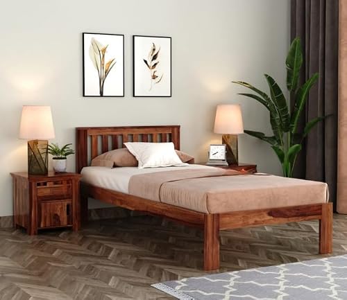 Ferrovilla Orus Double Size Sheesham Wood Bed for Bedroom (48x78) with 2 Years Warranty | Office Furniture | Living Room Cot | Wooden Bed | Daybed |Traditional Beds | Bedroom Furniture |